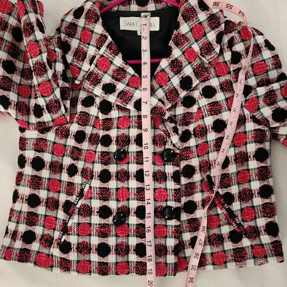 Sara Campbell Polka Dot Textured Swing Jacket Button Front Size 6 - Picture 5 of 6